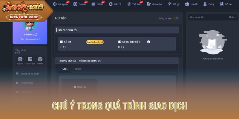 Chú ý trong quá trình giao dịch